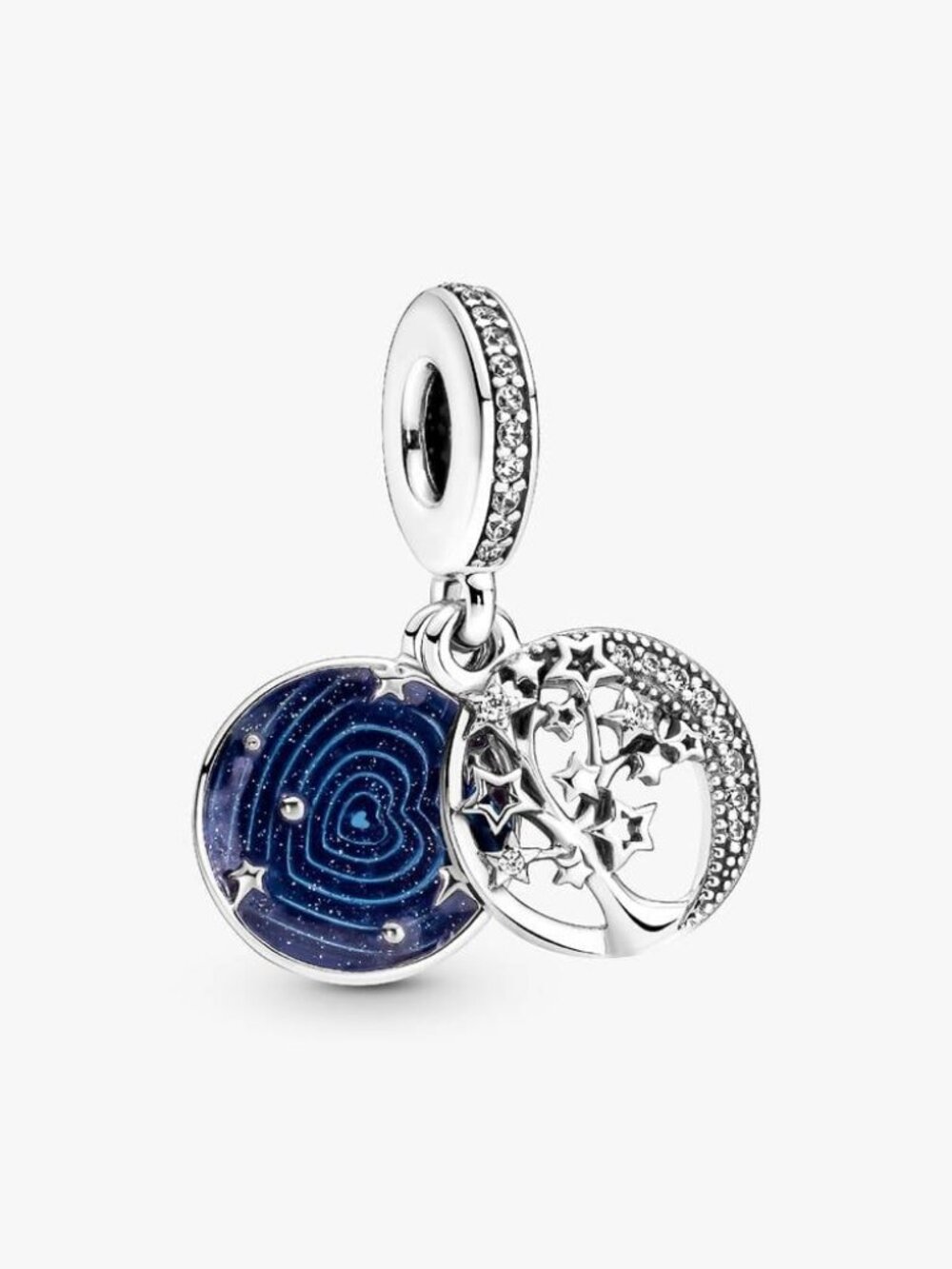 PandoraDouble Dangle Tree & Galaxy Moon Charm